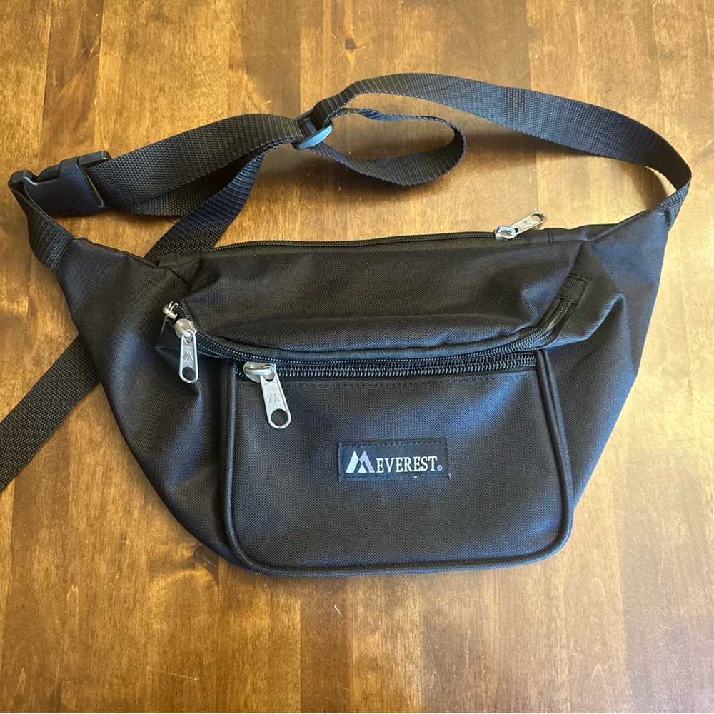 Everest Fanny Pack‎ Waist Bag Black Large Travel Vacation Hiking Parks Disney